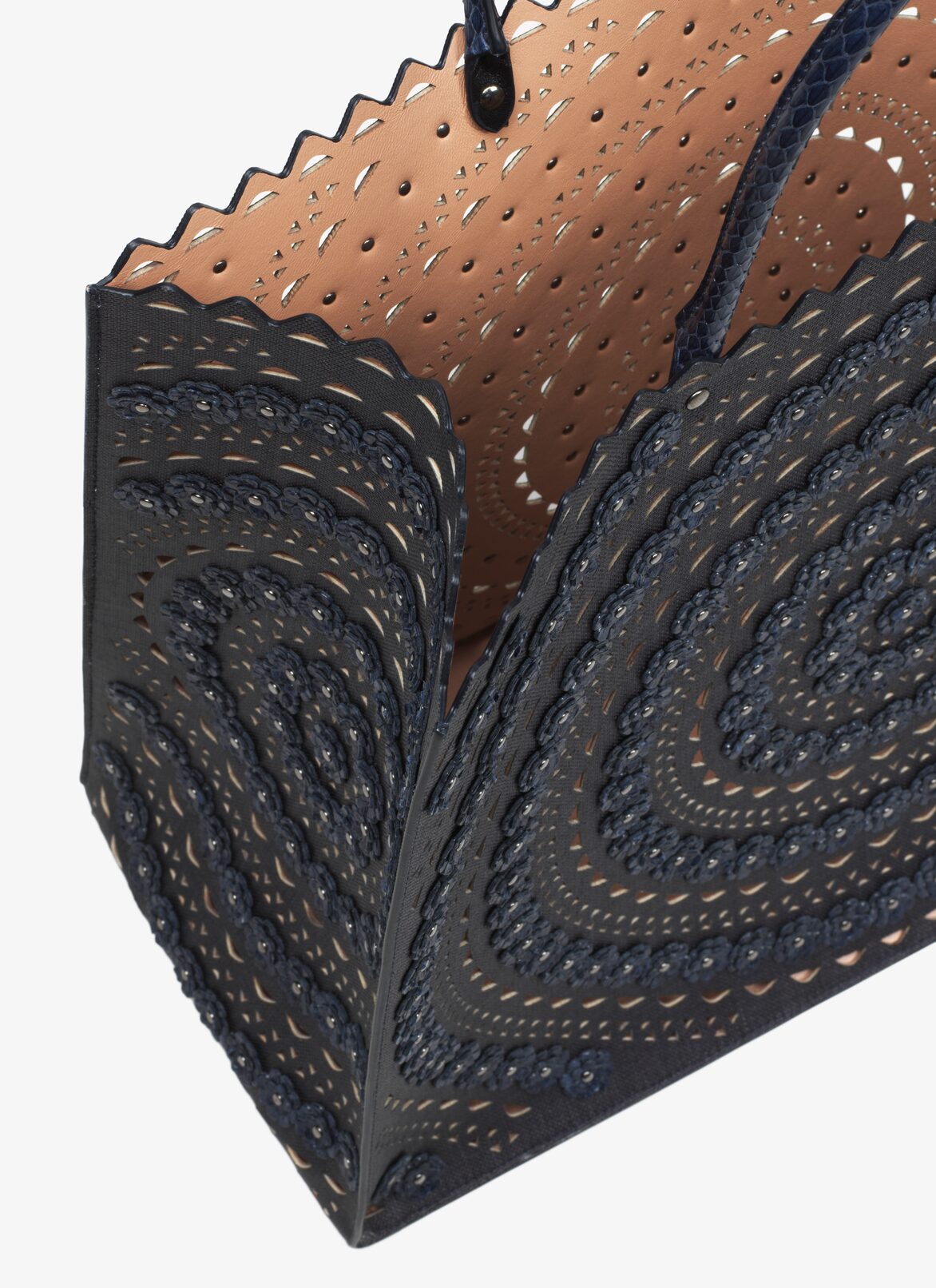 LARGE BAG PAILLE+ELAPHE N.VIENNE FL BLACK/NIGHT ALAÏA BLACK/NIGHT BLUE LARGE BAG PAILLE+ELAPHE N.VIENNE FL BLACK/NIGHT
